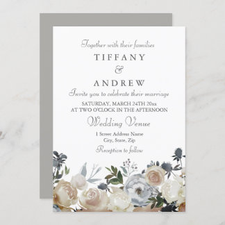 Peach and Gray Elegant Wedding Invitation