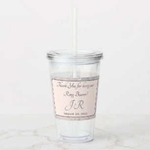 Peach and Gray Marble Ring Bearer Acrylic Tumbler