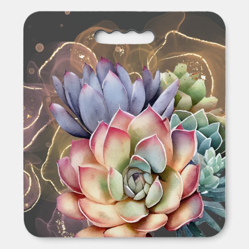 Peach and Gray Succulents Seat Cushion