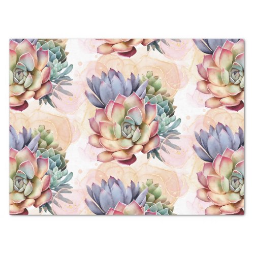 Peach and Gray Succulents Tissue Paper