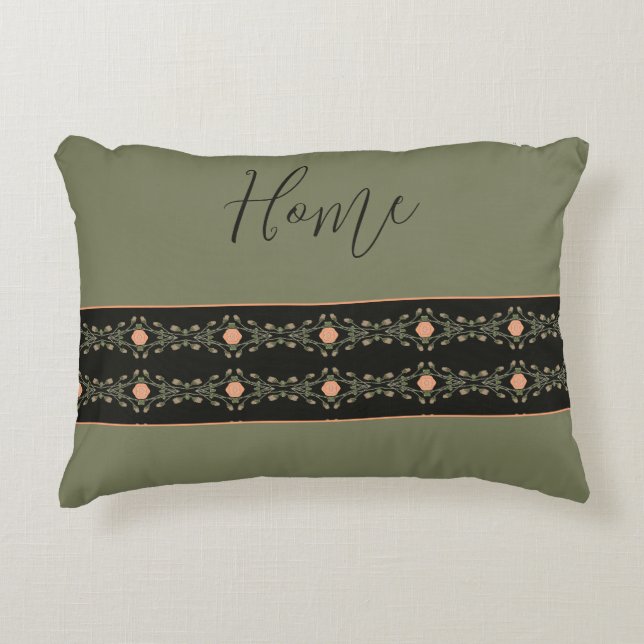 Peach And Green Pattern Accent Pillow (Front)