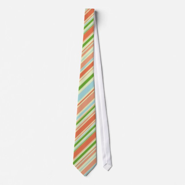 Peach and Green Striped Neck Tie (Front)