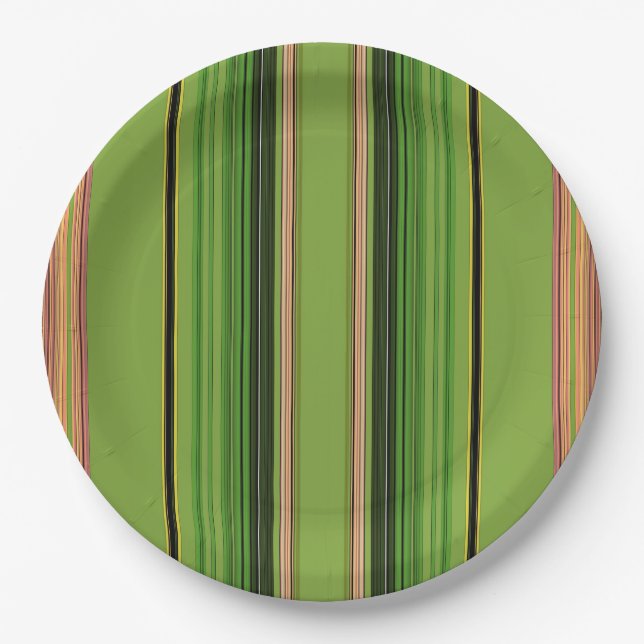 Peach and Green Stripes (botm) Paper Plates (Front)