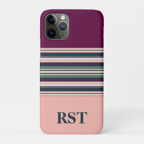 Peach and Green Stripes iPhone 11 Pro Case