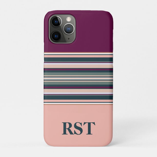 Peach and Green Stripes Case-Mate iPhone Case (Back)