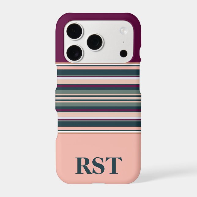 Peach and Green Stripes Iphone Case (Back)