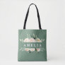 Peach and green watercolor floral & foliage tote bag