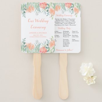 Peach And Green Watercolor Floral Program Fans by dmboyce at Zazzle