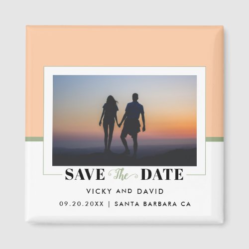 Peach and green wedding Save the Date Magnet