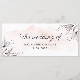 Peach and grey floral blossom the wedding of menu