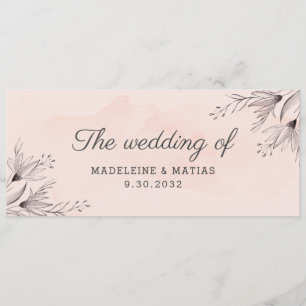 Peach and grey floral blossom the wedding of menu