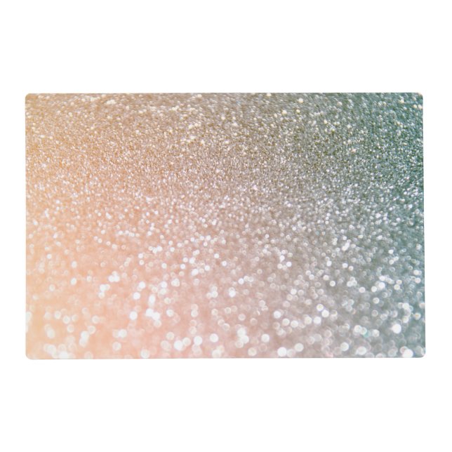 Peach and Grey Sparkle Glamour Glitter Placemat (Front)