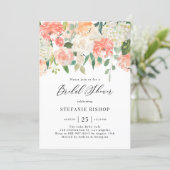 Peach and Ivory Watercolor Flowers Bridal Shower Invitation (Standing Front)