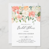 Peach and Ivory Watercolor Flowers Bridal Shower Invitation (Front)