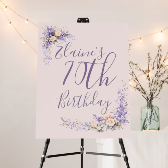 Peach and Lavendar floral birthday Foam Boards (In Situ (Stand))