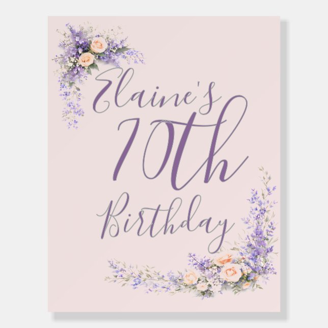 Peach and Lavendar floral birthday Foam Boards (Front)
