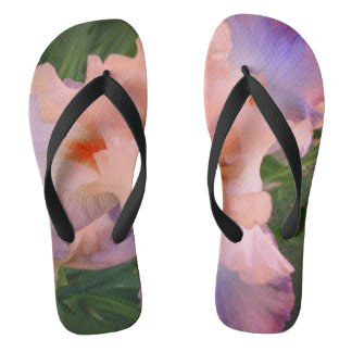 Peach and Lavender Iris Flip Flops