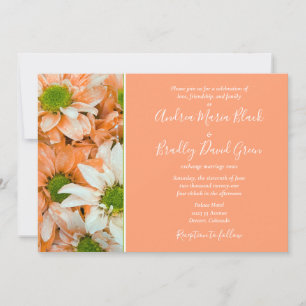 Peach and Lime Green Daisy Wedding Invitation