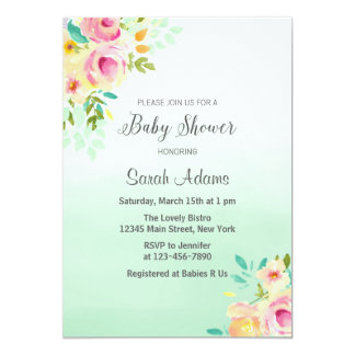 Peach And Mint Baby Shower Invitations 5