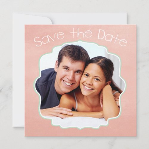 Peach and Mint Photo Modern Save the Date