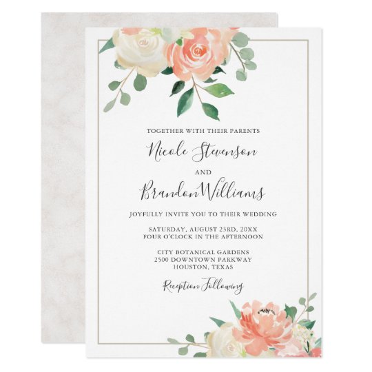 Peach And White Wedding Invitations 6