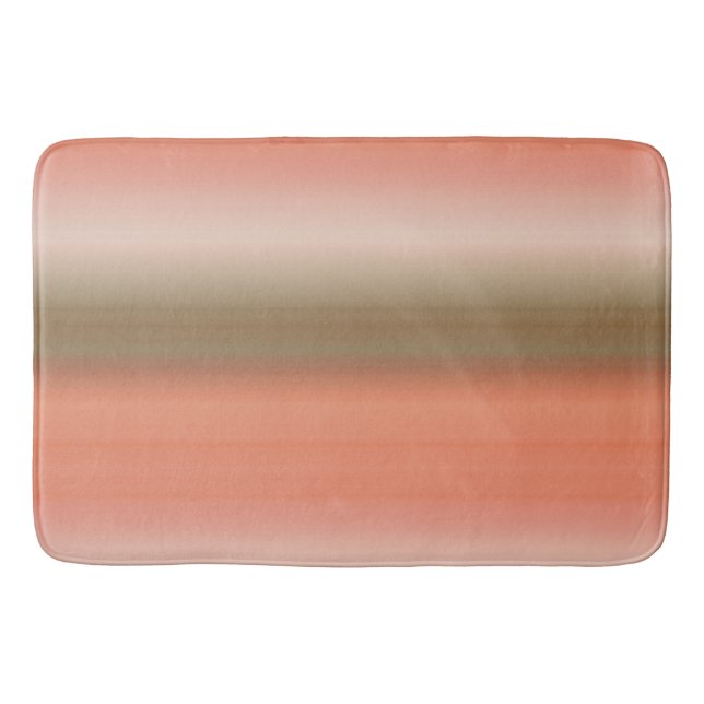 peach and olive streaks  bath mat (Front)
