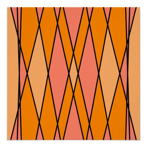 Peach and orange geometric abstract design  poster