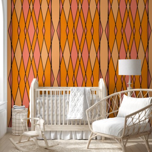 Peach and orange geometric abstract design  wallpaper 
