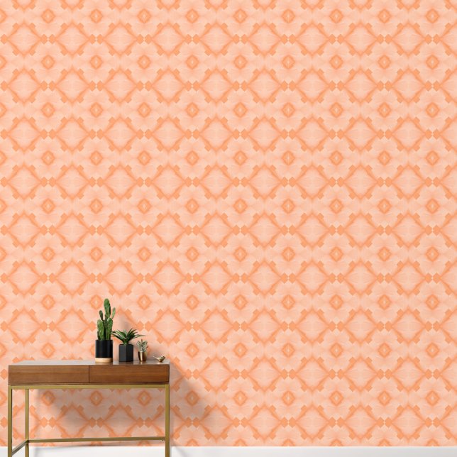 Peach and Orange Medium Pastel Geometric Pattern Wallpaper (Hallway)