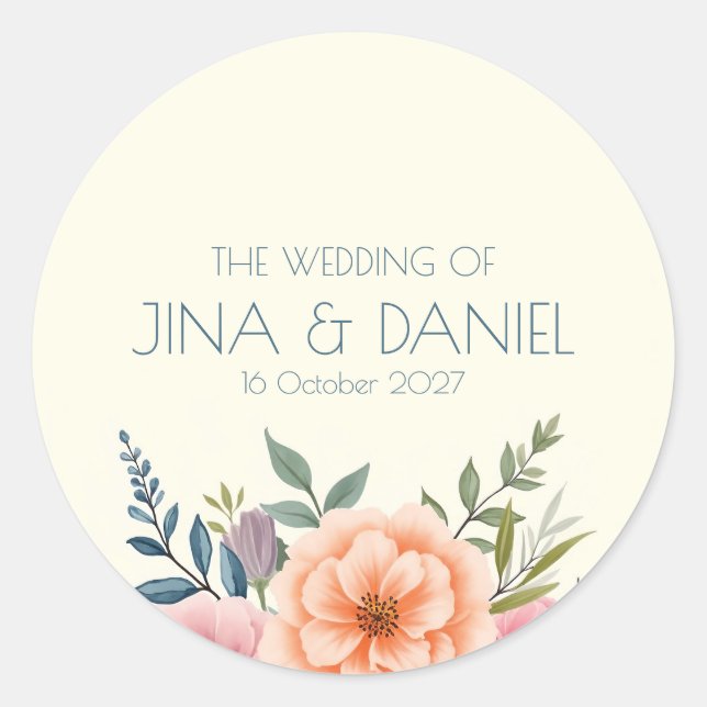 Peach and Petal Dream Classic Round Sticker (Front)