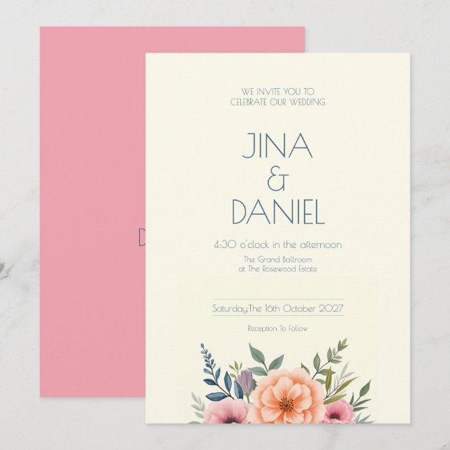 Peach and Petal Dream Invitation (Front/Back)