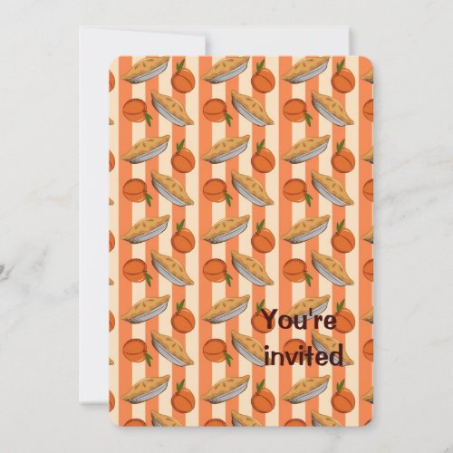 Peach and  pie patten personalized invitations