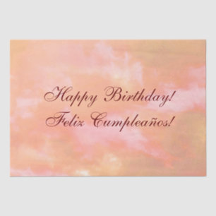 Peach and Pink Clouds Bilingual "Feliz Cumpleaños" Tissue Paper