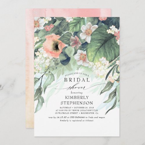 Peach and Pink Floral Bohemian Bridal Shower Invitation