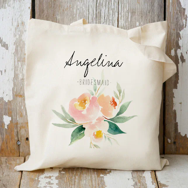 Floral Bridesmaid Pink Sand Velvet Everyday Pouch