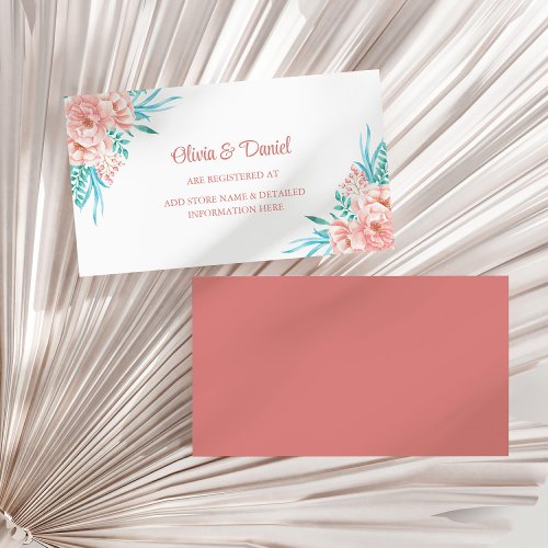 Peach and Pink Floral Wedding Registry Enclosure Card