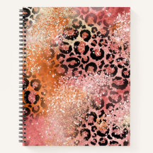 Peach and Pink Glitter Leopard Print