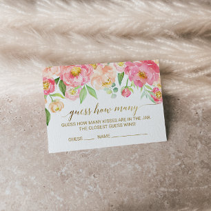 Peach and Pink Guess How Many Kisses Game Cards