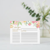 Peach and Pink Peony Bridal Shower Recipe Cards (Standing Front)