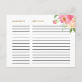 Peach and Pink Peony Bridal Shower Recipe Cards (Back)