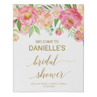 Peach and Pink Peony Flowers Bridal Shower Welcome