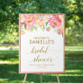 Peach and Pink Peony Flowers Bridal Shower Welcome Poster