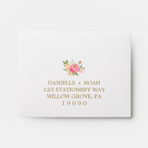 Peach and Pink Peony Flowers RSVP Envelope