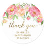 Peach and Pink Peony Flowers Thank You Favor Classic Round Sticker