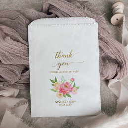 Peach and Pink Peony Flowers Wedding Favor Bags
