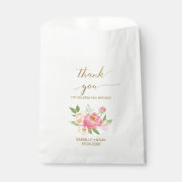 Pink Peony Custom Wedding Welcome Favor Bags + Gift Bags