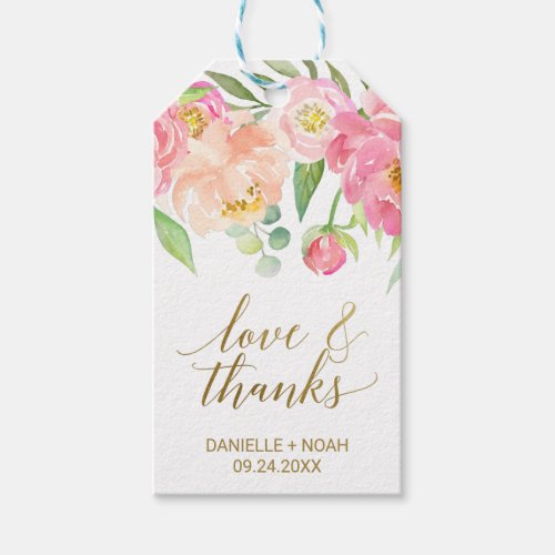 Peach and Pink Peony Love  Thanks Favor Tags