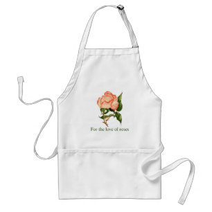 Peach and pink rose watercolor botanical adult apron
