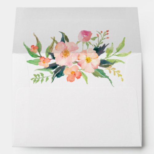 Peach and Pink Watercolor Floral Bouquet Envelope