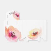 Peach and Pink Watercolor Floral Favor Boxes (Unfolded)